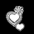 Vector image. Close-up abstract heart on an isolated black background.